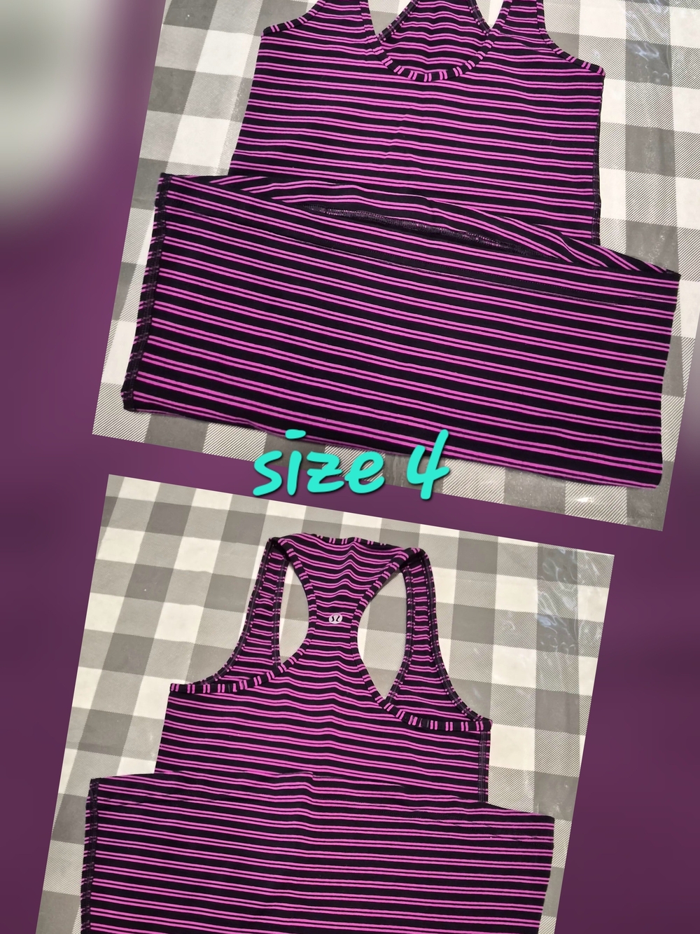 Lululemon Women  Striped Racerback Tank Top - Pink & Black